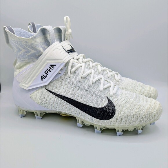 Nike Alpha Menace Elite 2 Flyknit Football Cleats White Men's Size 13.5 - Picture 1 of 7